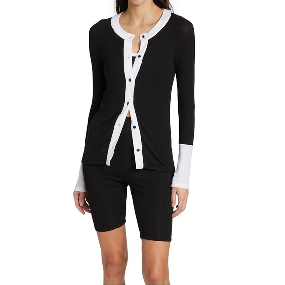 ATM Anthony Thomas Melillo Knit Contrast Sweater Cardigan   Size XS - Picture 1 of 14